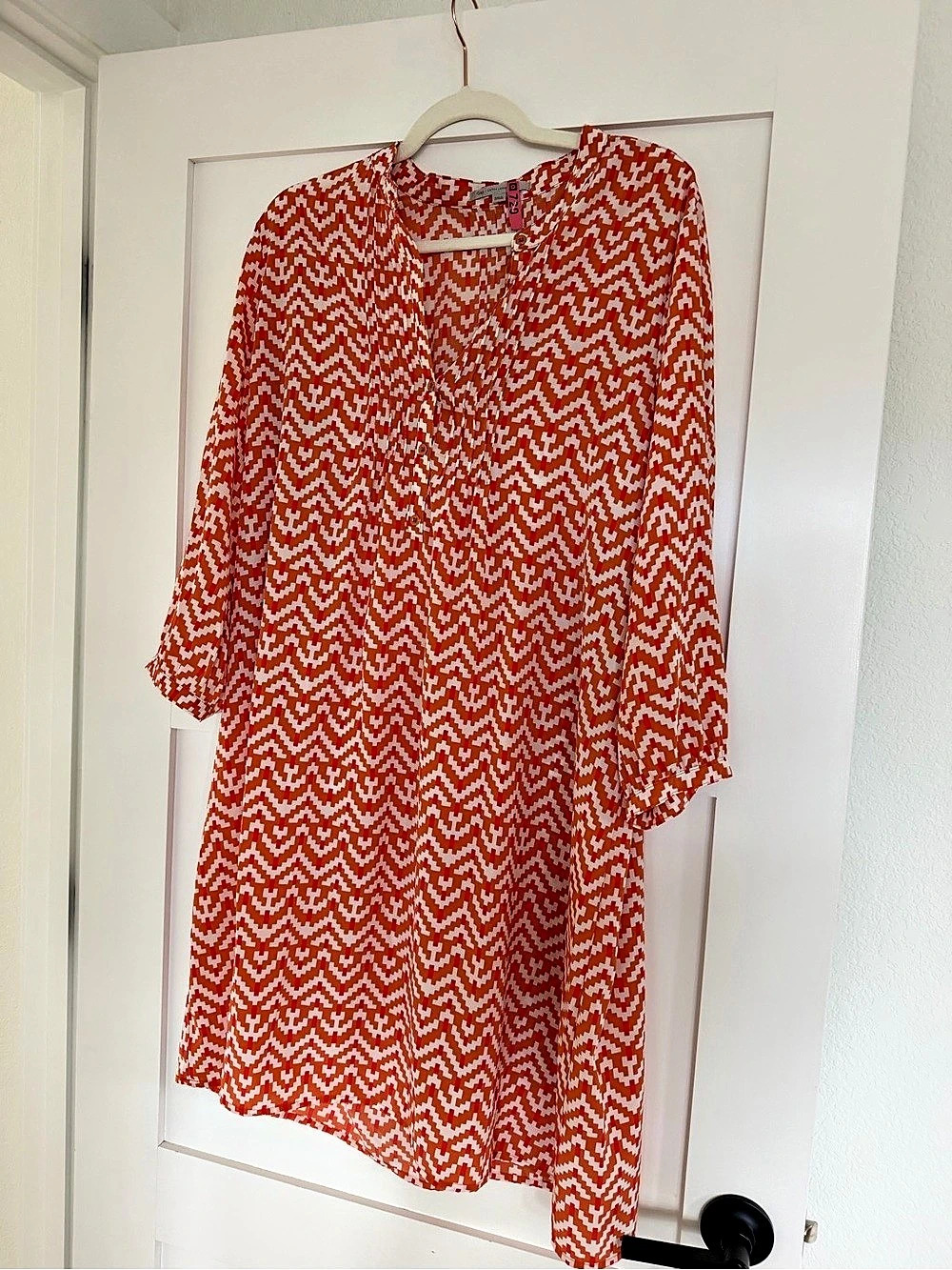 Gap Geometric Mini Dress in Orange & White Size XL